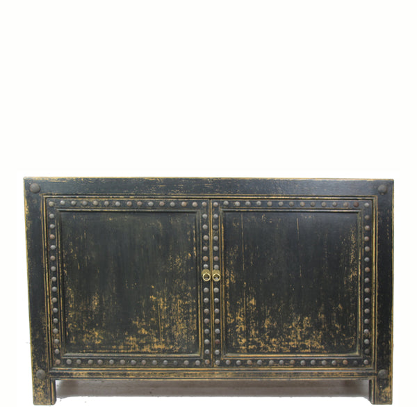 Distressed 2 Panels Door Black Sideboard