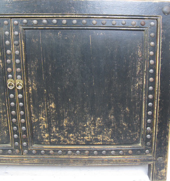 Distressed 2 Panels Door Black Sideboard