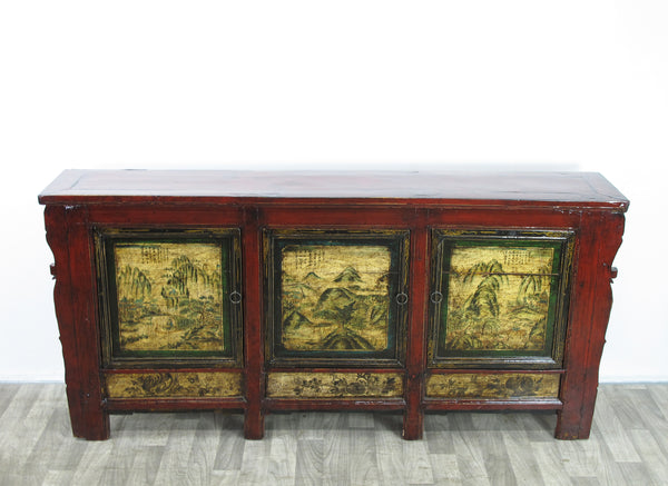 Mongolia Sideboard with Hand Painted Mountains Doors