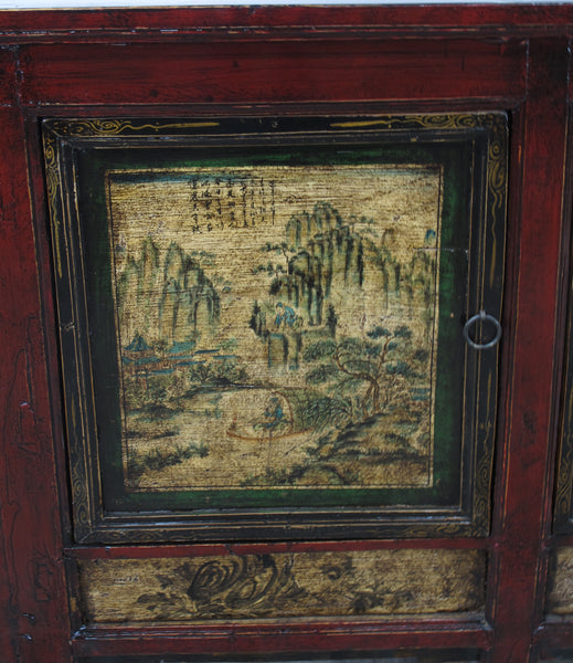 Mongolia Sideboard with Hand Painted Mountains Doors