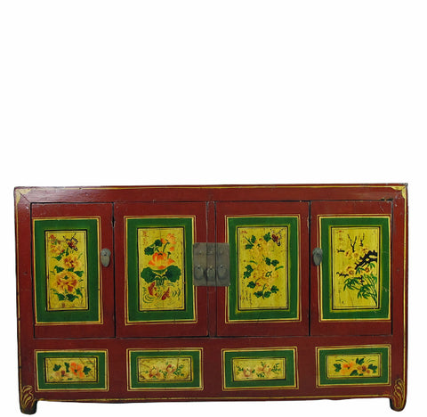 Vintage Sideboard with Hand Painted Flowers & Butterflies Doors