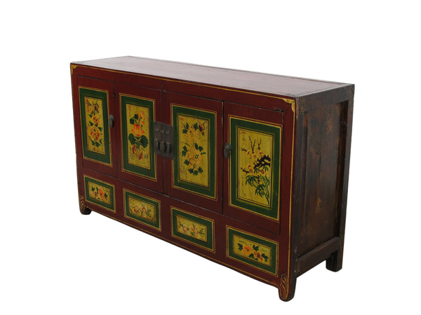 Vintage Sideboard with Hand Painted Flowers & Butterflies Doors