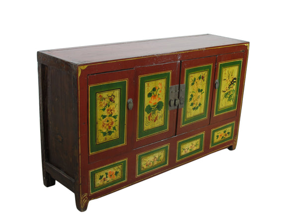Vintage Sideboard with Hand Painted Flowers & Butterflies Doors