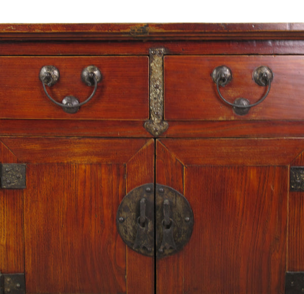 Deep Reddish Brown Antique Chinese Sideboard Buffet Cabinet