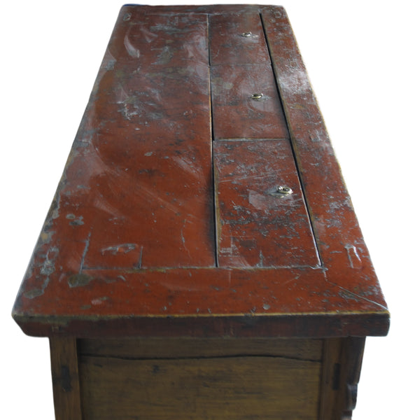 Gansu 85" Long Red Hand Painted Chinese Sideboard