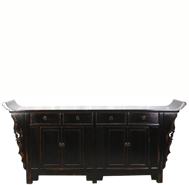 Distressed Black Altar Sideboard Cabinet