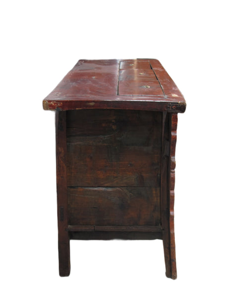 Hand Painted 78" Long Red Gansu Sideboard Cabinet