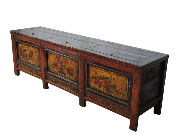 Hand Painted 85" Long  Antique Chinese Sideboard