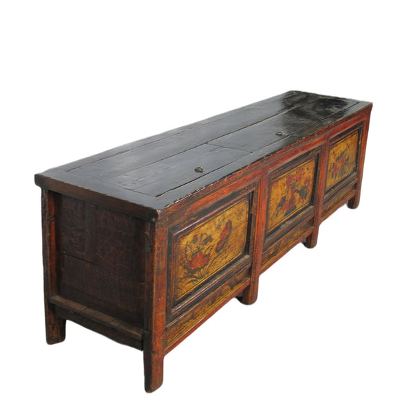 Hand Painted 85" Long  Antique Chinese Sideboard