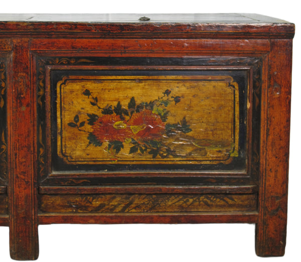 Hand Painted 85" Long  Antique Chinese Sideboard