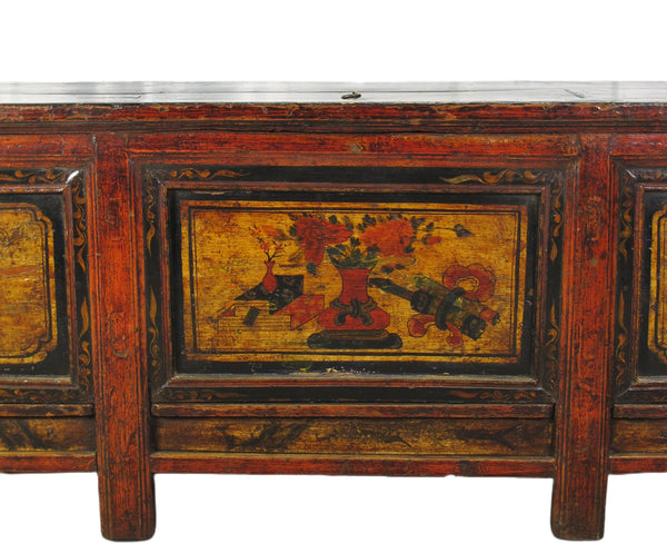 Hand Painted 85" Long  Antique Chinese Sideboard