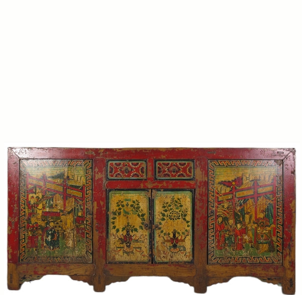 Z-Hand Painted Peking Opera Antique Chinese Sideboard Cabinet