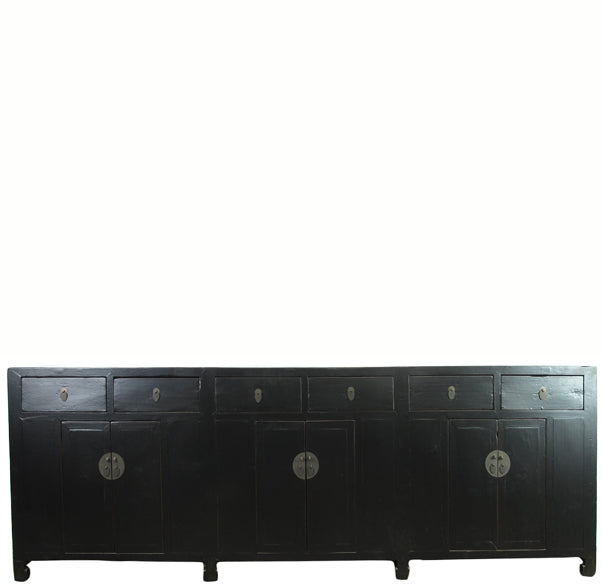 Z-8 Ft Long Dark Late 19 Century Antique Chinese Sideboard