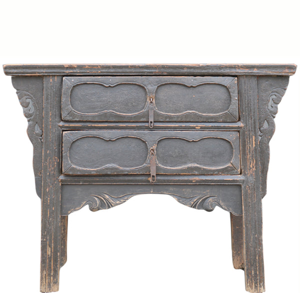 Two Drawers Black Antique Chinese Console Table