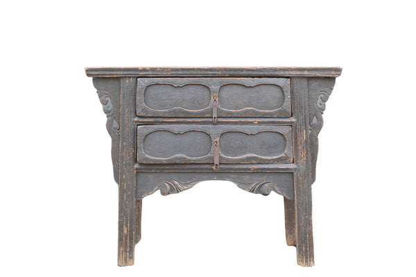 Two Drawers Black Antique Chinese Console Table