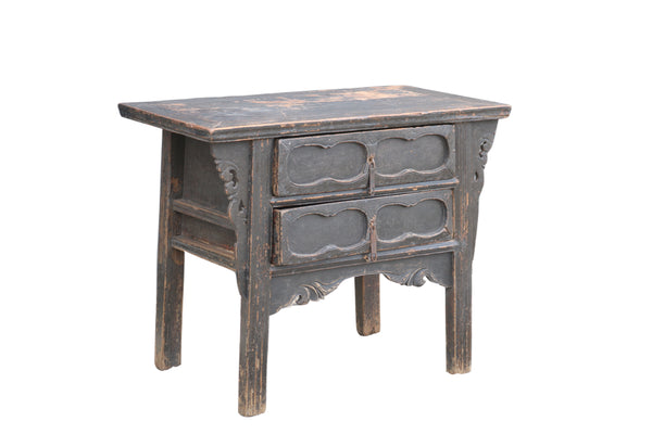 Two Drawers Black Antique Chinese Console Table
