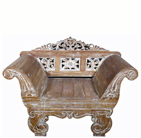 Carved Teak  Balinese Armchair - Dyag East