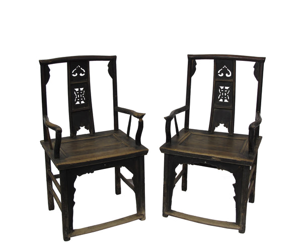 A Pair of Antique Chinese Southern Official Hat Armchairs