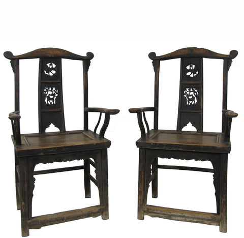 A Pair of Government Official Hat Antique Chinese Armchair