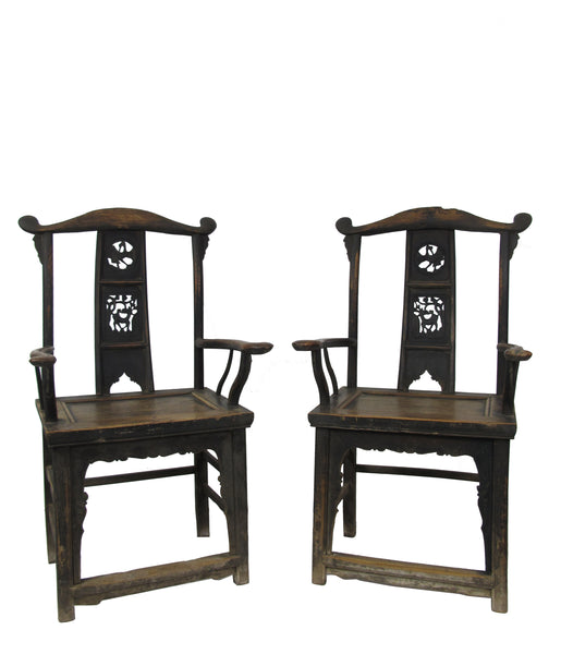 A Pair of Government Official Hat Antique Chinese Armchair