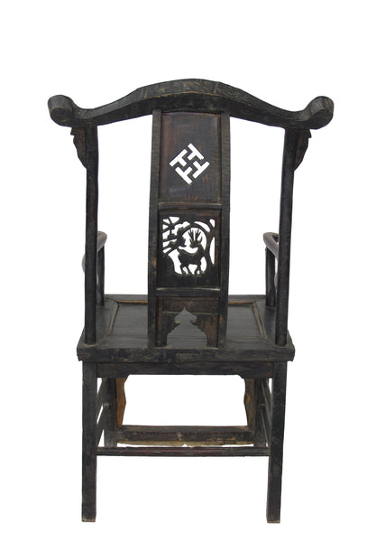 Pair of Antique Chinese Armchair with Carved Back 1