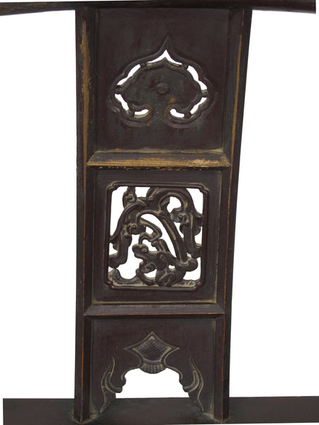 A Pair of Antique Chinese Armchair with Carved Back and Rim