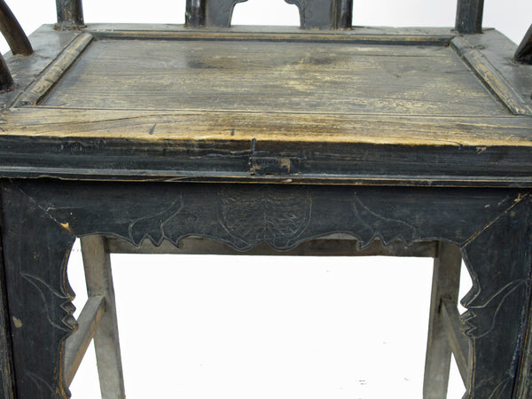 Pair of Antique Chinese Armchair with Carved Back 2