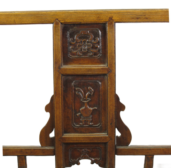 Hand Carved Back Chinese Antique Arm Chairs - Set of 2