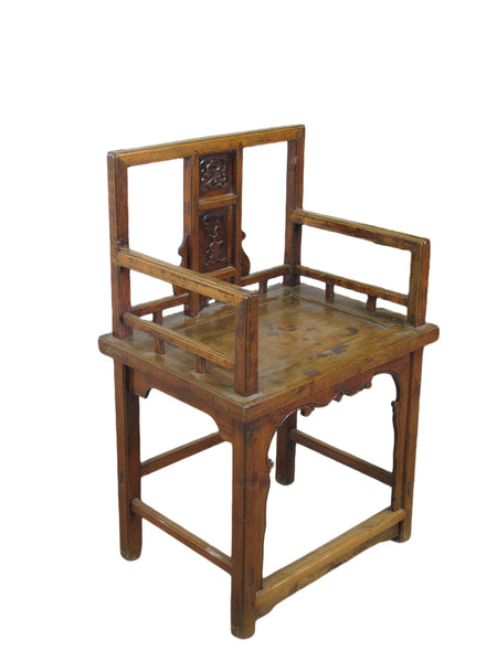 Hand Carved Back Chinese Antique Arm Chairs - Set of 2