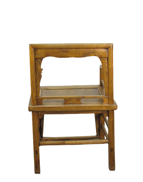 Pair Antique Chinese Low Back Bat Armchair