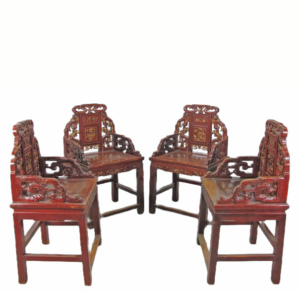 Antique Chinese Taishi Chairs, A Set of 4