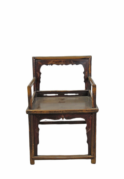 Brown Antique Chinese Low Back Arm Chair