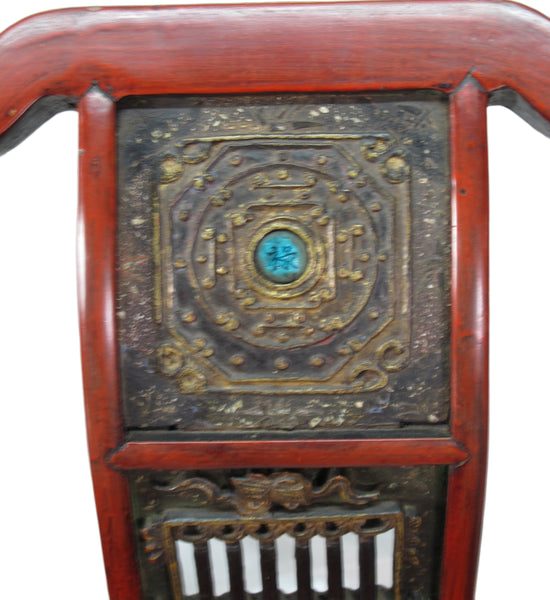 Pair Antique Chinese Blue Eye Side Chairs