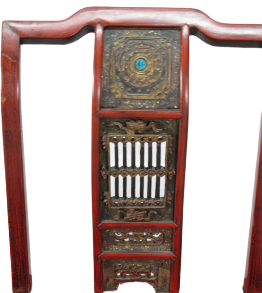 Pair Antique Chinese Blue Eye Side Chairs