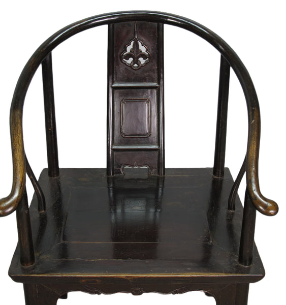A Pair Antique Chinese Round Back Arm Chairs