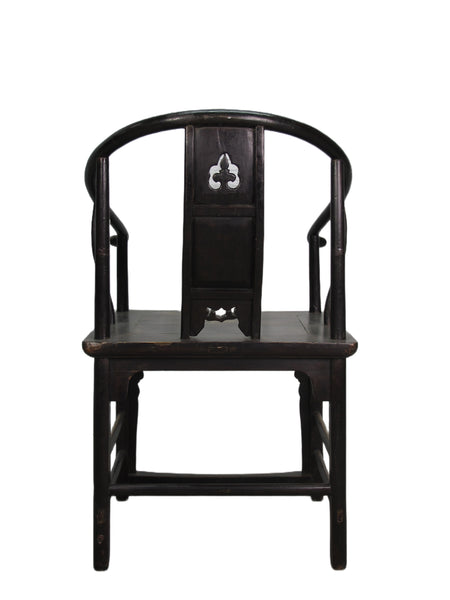 A Pair Antique Chinese Round Back Arm Chairs