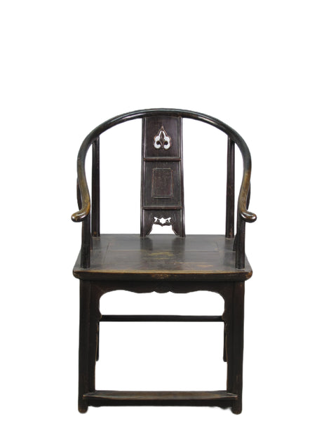A Pair Antique Chinese Round Back Arm Chairs