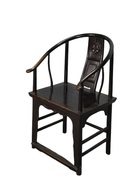 A Pair Antique Chinese Round Back Arm Chairs