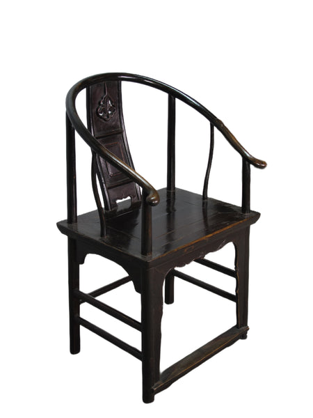 A Pair Antique Chinese Round Back Arm Chairs