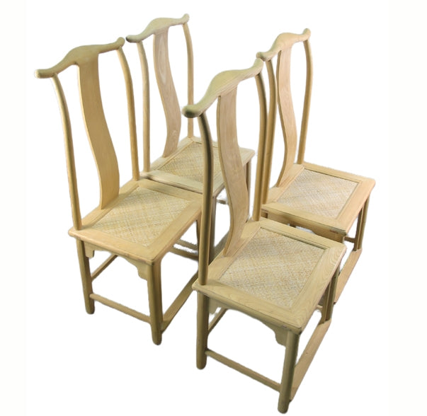 Natural Wood Color Vintage Dining Chairs, Set of 4