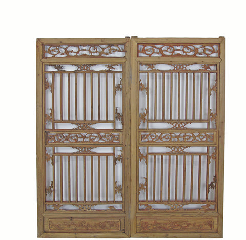 A Pair Antique Chinese Wood Screen Panels