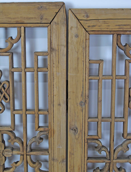 Two Antique Chinese Wood Screen Panels