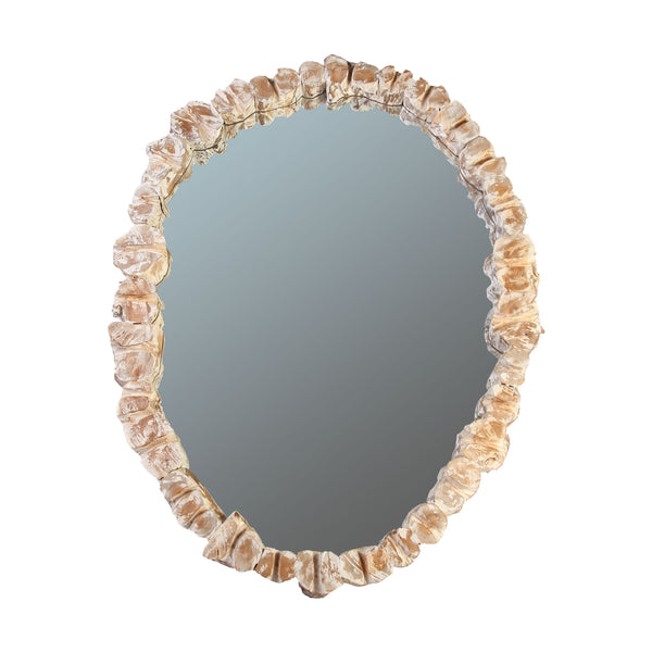Oval Wall Mirror with Organic Teak Frame