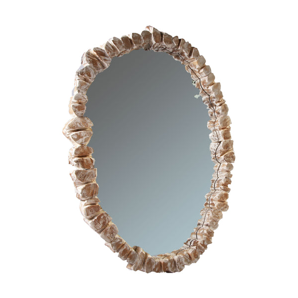 Oval Wall Mirror with Organic Teak Frame