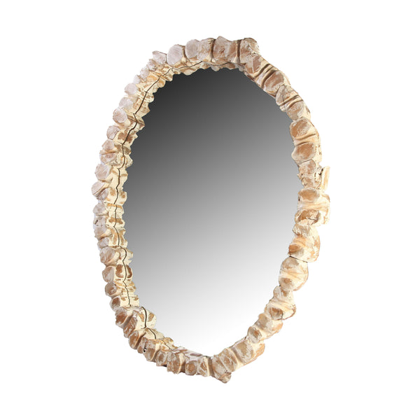 Oval Wall Mirror with Organic Teak Frame