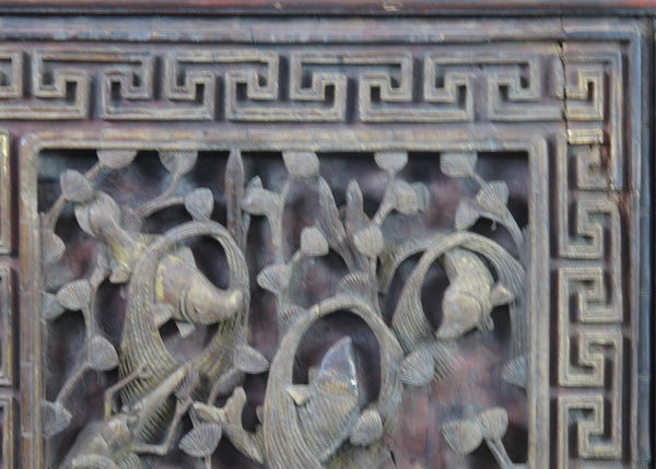 Pair of Hand Carved Antique Chinese Wall Hanging Panel