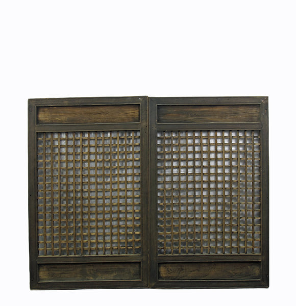 Pair of Antique Chinese Latticed Screen Panel 1