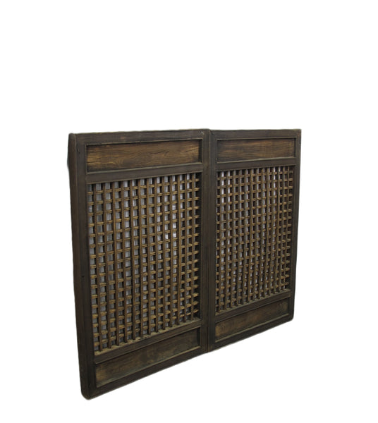 Pair of Antique Chinese Latticed Screen Panel 1