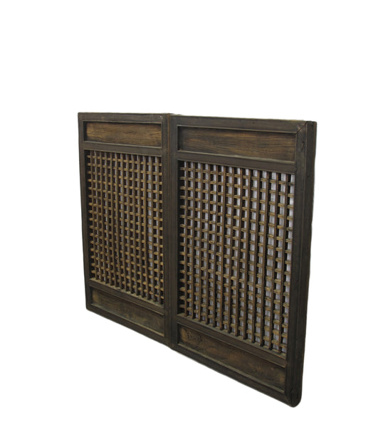 Pair of Antique Chinese Latticed Screen Panel 1