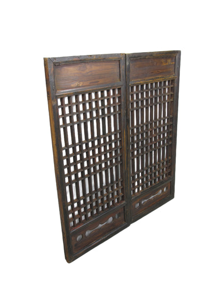 Pair of Vintage Chinese Latticed Screen Panel 1